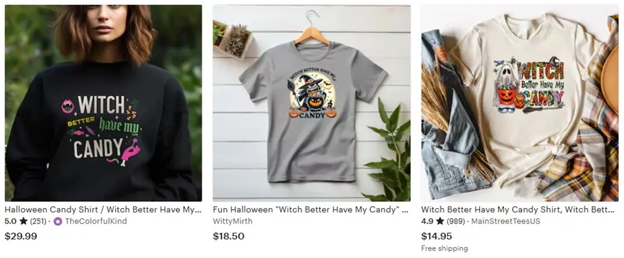 t恤定制萬圣節(jié)元素糖果，女巫